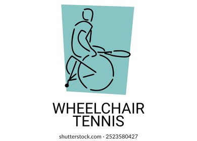 Wheelchair tennis sport vector line icon. sport pictogram, vector illustration.