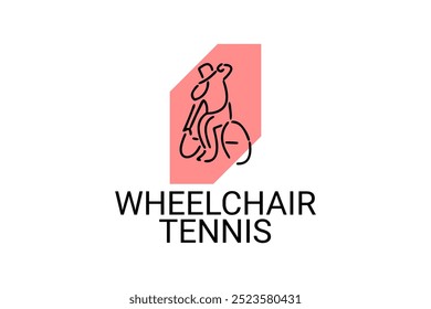 Wheelchair tennis sport vector line icon. sport pictogram, vector illustration.