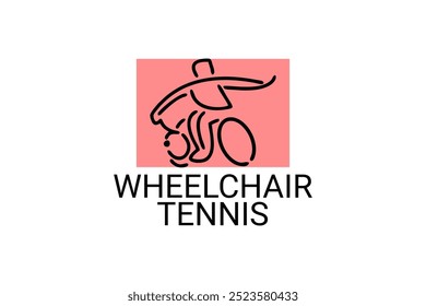 Wheelchair tennis sport vector line icon. sport pictogram, vector illustration.