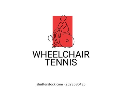 Wheelchair tennis sport vector line icon. sport pictogram, vector illustration.