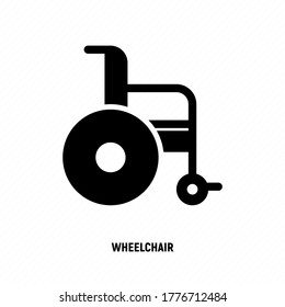 Icono de línea delgada de silla de ruedas. Ilustración vectorial.