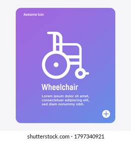 Wheelchair thin line icon. Vector illustration.