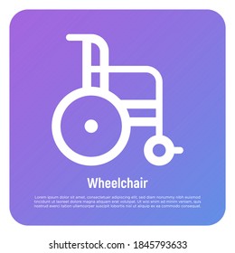 Wheelchair thin line icon. Vector illustration.