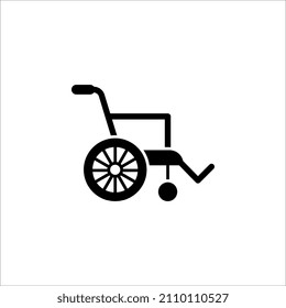 Icono del vector de línea delgada en silla de ruedas. Icono plano aislado en fondo blanco.