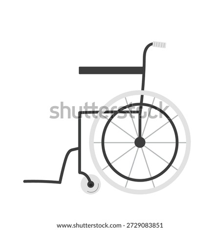 Wheelchair with two large wheels and handle on the back on white background. Equipment for elderly and immobile.