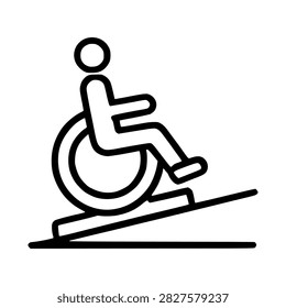 Wheelchair User Going Up Slope Ramp Icon
