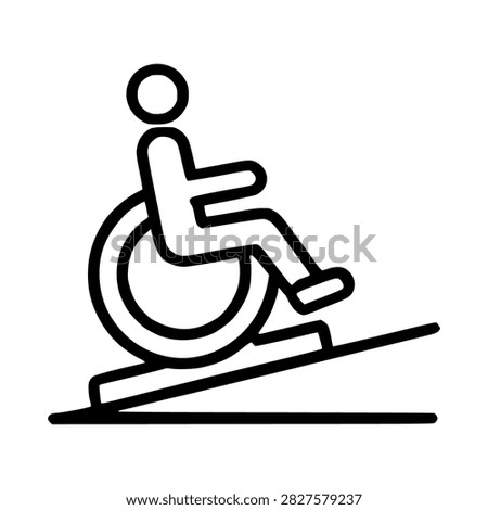 Wheelchair User Going Up Slope Ramp Icon