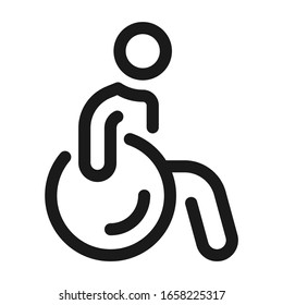 Icono de usuario de silla de ruedas. Estilo de línea