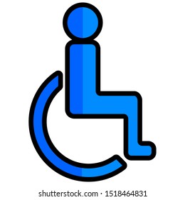 Wheelchair user line icon isolated on a white background.