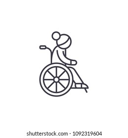 Wheelchair user linear icon concept. Wheelchair user line vector sign, symbol, illustration.