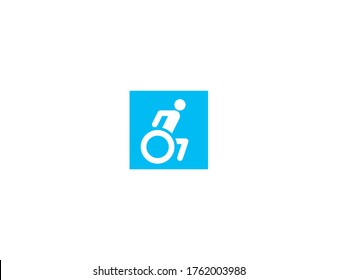 Icono plano vectorial de silla de ruedas. Isolación de la ilustración de un símbolo de baño accesible 