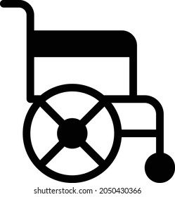 icono plano de glifo vectorial de silla de ruedas