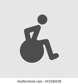 Wheelchair vector icon. Disabled handicap pictogram isolated on grey background. Simple symbol sign.