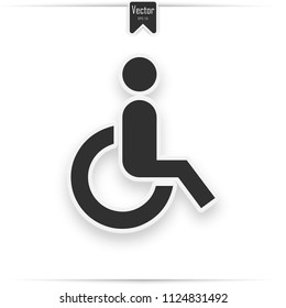 Wheelchair vector icon. Disabled person vector image to be used in web applications, mobile applications and print media