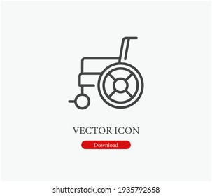 Wheelchair vector icon.  Editable stroke. Symbol in Line Art Style for Design, Presentation, Website or Apps Elements, Logo. Pixel vector graphics - Vector