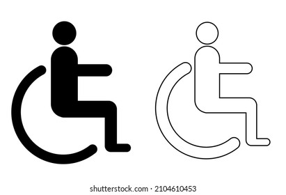 Wheelchair vector icon eps 10. Simple vector illustration isolated on a white background. Editable Stroke.