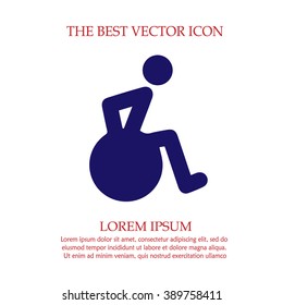Wheelchair vector icon eps 10. Disabled handicap pictogram isolated on grey background. Simple symbol sign.