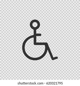 Wheelchair vector icon eps 10. Disabled handicapped isolated simple symbol. Handicap sign on transparent background.
