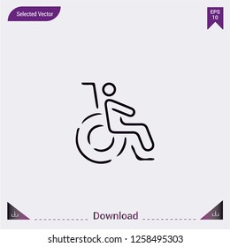 Wheelchair vector icon. Modern, simple, isolated, flat best quality icon for web site designs or mobile apps. Vector illustration eps10. 