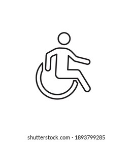 wheelchair Vector icon outline style. People sign illustration. isolated on white background