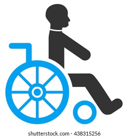 Wheelchair vector icon. Style is bicolor flat icon symbol with rounded angles, blue and gray colors, white background.