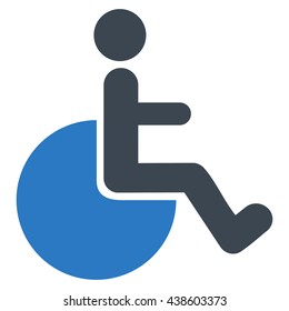 Wheelchair vector icon. Style is bicolor flat icon symbol with rounded angles, smooth blue colors, white background.