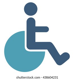 Wheelchair vector icon. Style is bicolor flat icon symbol with rounded angles, cyan and blue colors, white background.