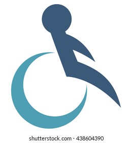 Wheelchair vector icon. Style is bicolor flat icon symbol with rounded angles, cyan and blue colors, white background.