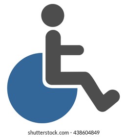 Wheelchair vector icon. Style is bicolor flat icon symbol with rounded angles, cobalt and gray colors, white background.