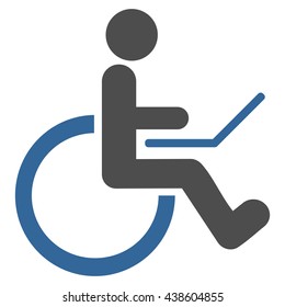 Wheelchair vector icon. Style is bicolor flat icon symbol with rounded angles, cobalt and gray colors, white background.