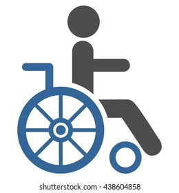 Wheelchair vector icon. Style is bicolor flat icon symbol with rounded angles, cobalt and gray colors, white background.