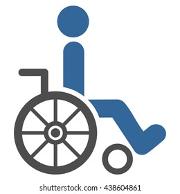 Wheelchair vector icon. Style is bicolor flat icon symbol with rounded angles, cobalt and gray colors, white background.