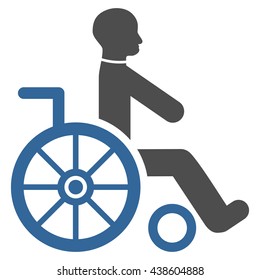 Wheelchair vector icon. Style is bicolor flat icon symbol with rounded angles, cobalt and gray colors, white background.