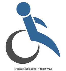 Wheelchair vector icon. Style is bicolor flat icon symbol with rounded angles, cobalt and gray colors, white background.