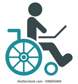 Wheelchair vector icon. Style is bicolor flat icon symbol with rounded angles, soft blue colors, white background.