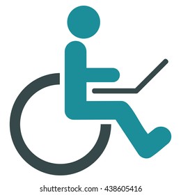 Wheelchair vector icon. Style is bicolor flat icon symbol with rounded angles, soft blue colors, white background.