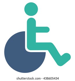 Wheelchair vector icon. Style is bicolor flat icon symbol with rounded angles, cobalt and cyan colors, white background.
