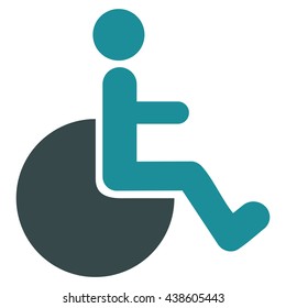 Wheelchair vector icon. Style is bicolor flat icon symbol with rounded angles, soft blue colors, white background.