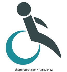 Wheelchair vector icon. Style is bicolor flat icon symbol with rounded angles, soft blue colors, white background.