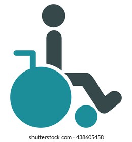 Wheelchair vector icon. Style is bicolor flat icon symbol with rounded angles, soft blue colors, white background.