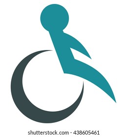Wheelchair vector icon. Style is bicolor flat icon symbol with rounded angles, soft blue colors, white background.