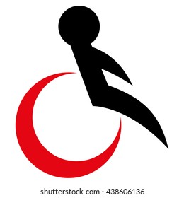 Wheelchair vector icon. Style is bicolor flat icon symbol with rounded angles, intensive red and black colors, white background.
