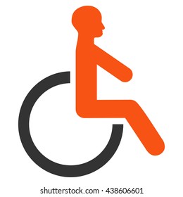 Wheelchair vector icon. Style is bicolor flat icon symbol with rounded angles, orange and gray colors, white background.