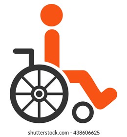 Wheelchair vector icon. Style is bicolor flat icon symbol with rounded angles, orange and gray colors, white background.