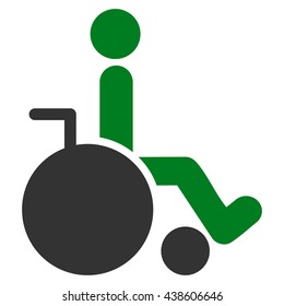 Wheelchair vector icon. Style is bicolor flat icon symbol with rounded angles, green and gray colors, white background.