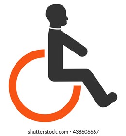 Wheelchair vector icon. Style is bicolor flat icon symbol with rounded angles, orange and gray colors, white background.