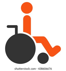 Wheelchair vector icon. Style is bicolor flat icon symbol with rounded angles, orange and gray colors, white background.