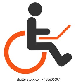 Wheelchair vector icon. Style is bicolor flat icon symbol with rounded angles, orange and gray colors, white background.
