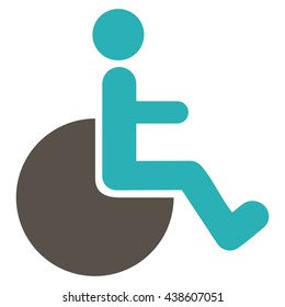Wheelchair vector icon. Style is bicolor flat icon symbol with rounded angles, grey and cyan colors, white background.