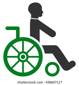 Wheelchair vector icon. Style is bicolor flat icon symbol with rounded angles, green and gray colors, white background.